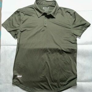BYLT olive green performance polo size M